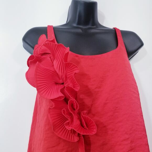 Cynthia Steffe Sateen Ruffle Scoop Neck Blouse - Picture 2 of 11